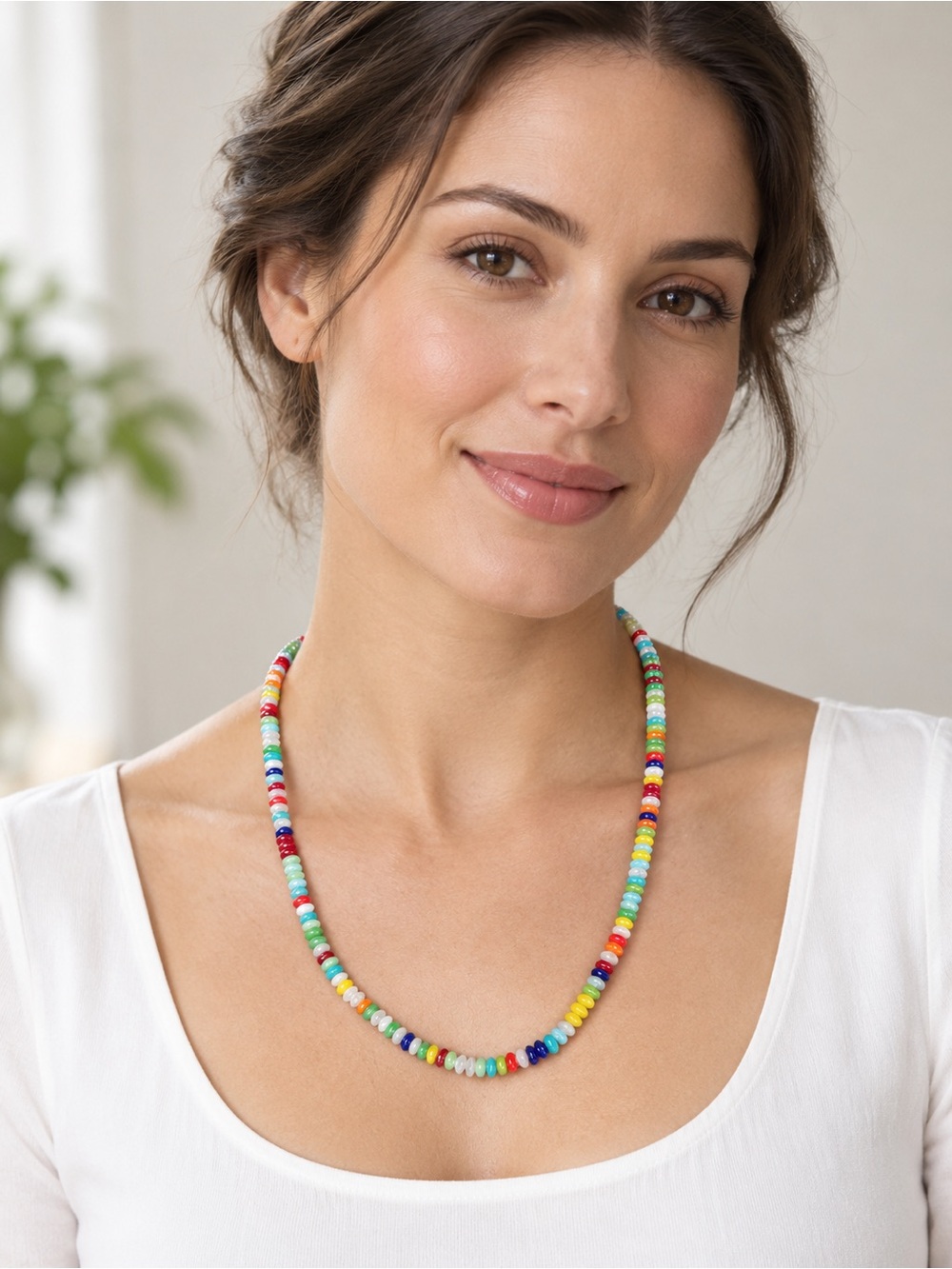 Handmade Multicolor Beaded Necklace - Colorful Bead Strand